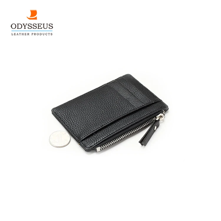 Customized Slim Wallet Rfid Leather Card Holder With Zipper Buy