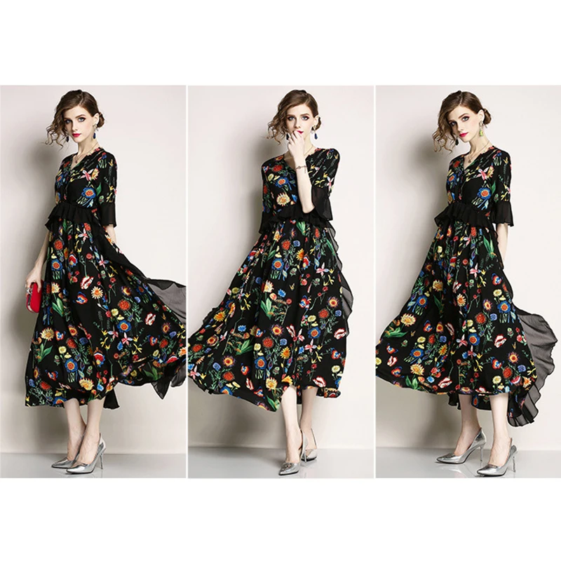 

Maxnegio women bubble clothing ruffle outfits print dress, One color /can be customize