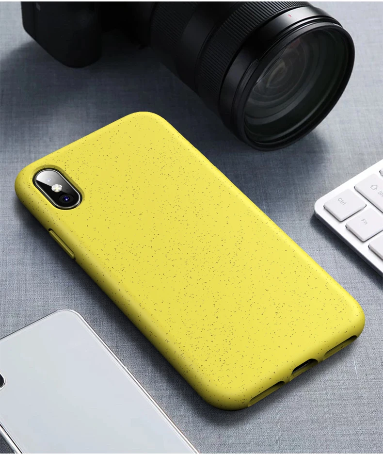 New Design Natual Wheat Straw Biodegradable TPU Soft High Protection Phone Case for iPhone X XS XS Max