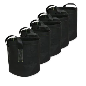 Image of wholesale eco friendly nonwoven fabric 15 gallon plant pots felt grow bags for garden