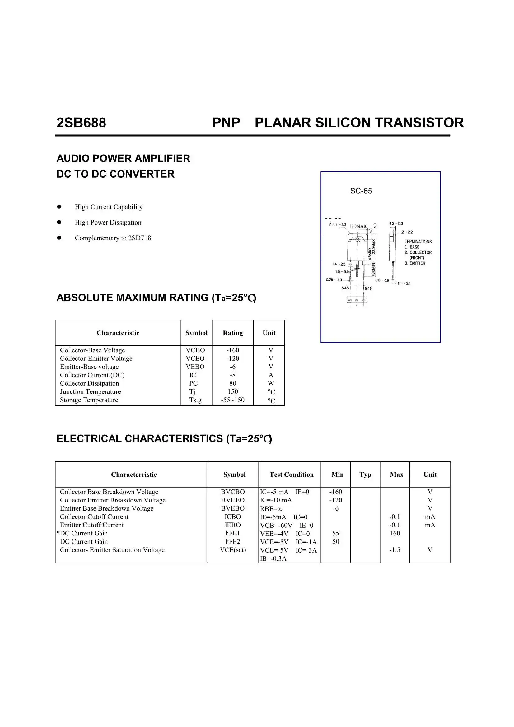 Underquote Mosfet Transistor 2sb688 To3p,Amplificador De Potência