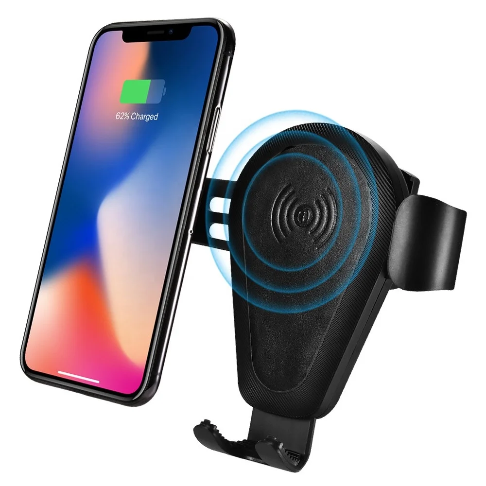 2 in 1 Rohs 10w Portable Fast Qi Charger Electric Holder Car Mount Leather Car Wireless Charger for iPhone for Samsung