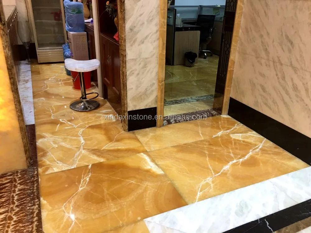 Tops Quality Yellow Honey Onyx Stone Slab Floor Tiles Yunfu Marble