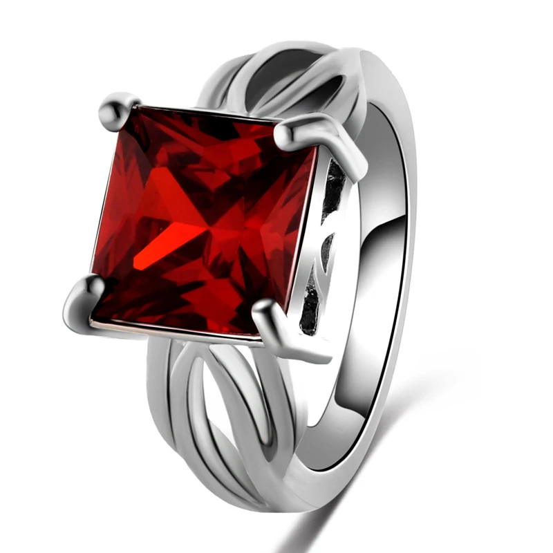 

Wholesale Women Red Diamond Plate Silver Factory Cheap Price Ring R20