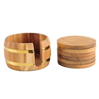 

Rusticity Wooden Coaster Set of 6 Barrel Shape holder