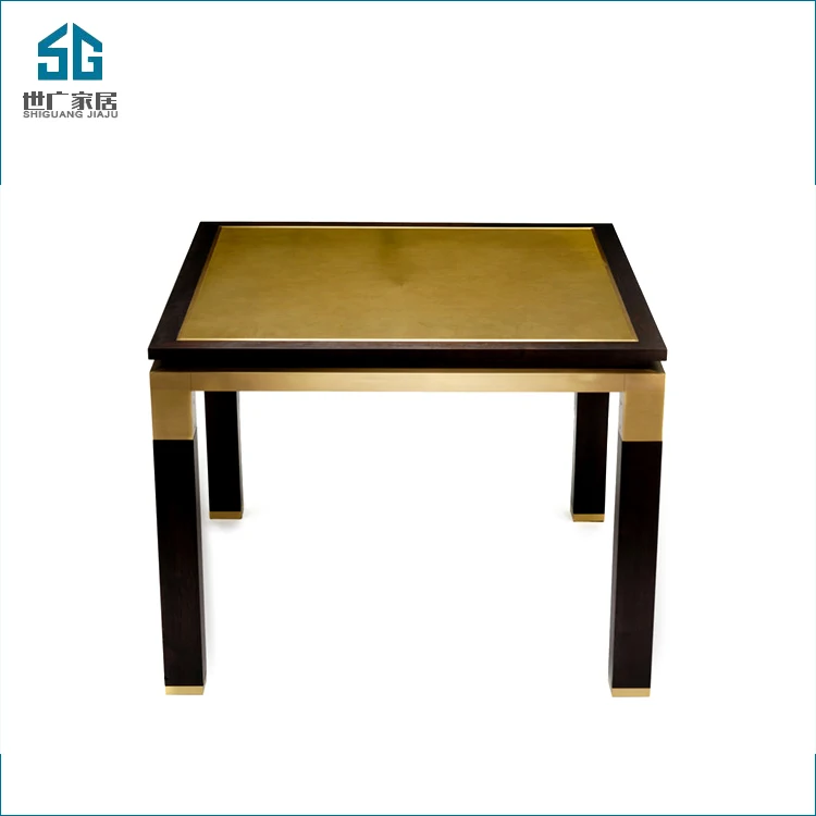 New arrival kung fu gold square tea/coffee restaurant table for sale