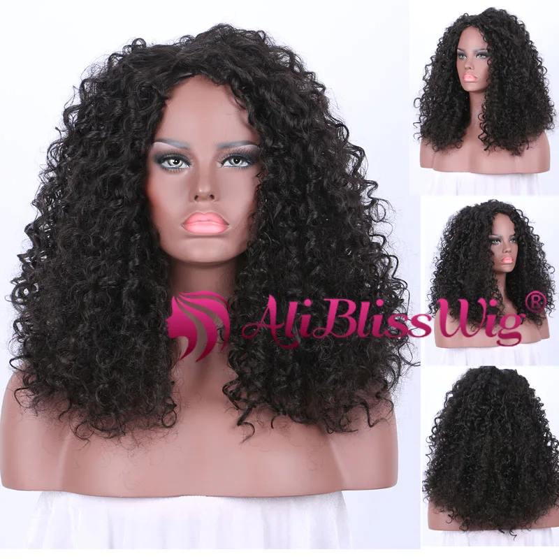 

Wholesale Natural Black Heat Friendly Synthetic Fiber Hair Glueless None Lace Full Machine Made Short Curly Wig for Black Women