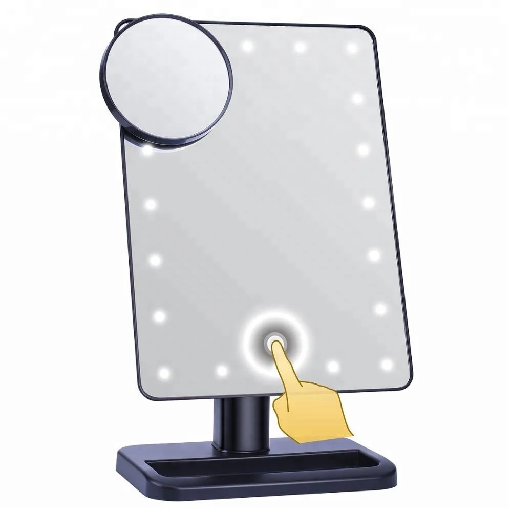 

10X Magnifier LED Touch Screen Makeup Mirror Wtih Portable 20 LED Cosmetic, White/pink/black/gold