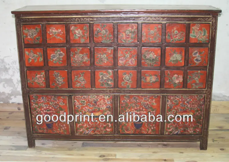 Chinese Antique Shanxi Recycled Solid Wood Distressed Medicine Cabinet
