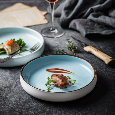 Nordic creative ceramic tableware hat shape soup plate western spaghetti black and white plates