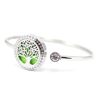 

Stainless Steel tree of life aroma essential oil diffuser bangle bracelet