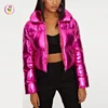 hot pink long sleeve short coats women bubble jacket