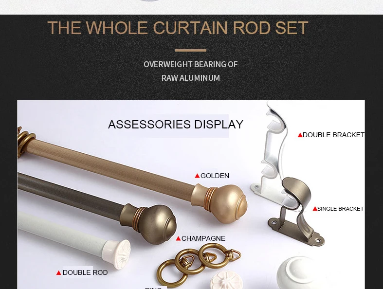 28mm Wall & Ceiling Mount Aluminum Curtain Rod Silence Sliding Curtain Pole with accessories