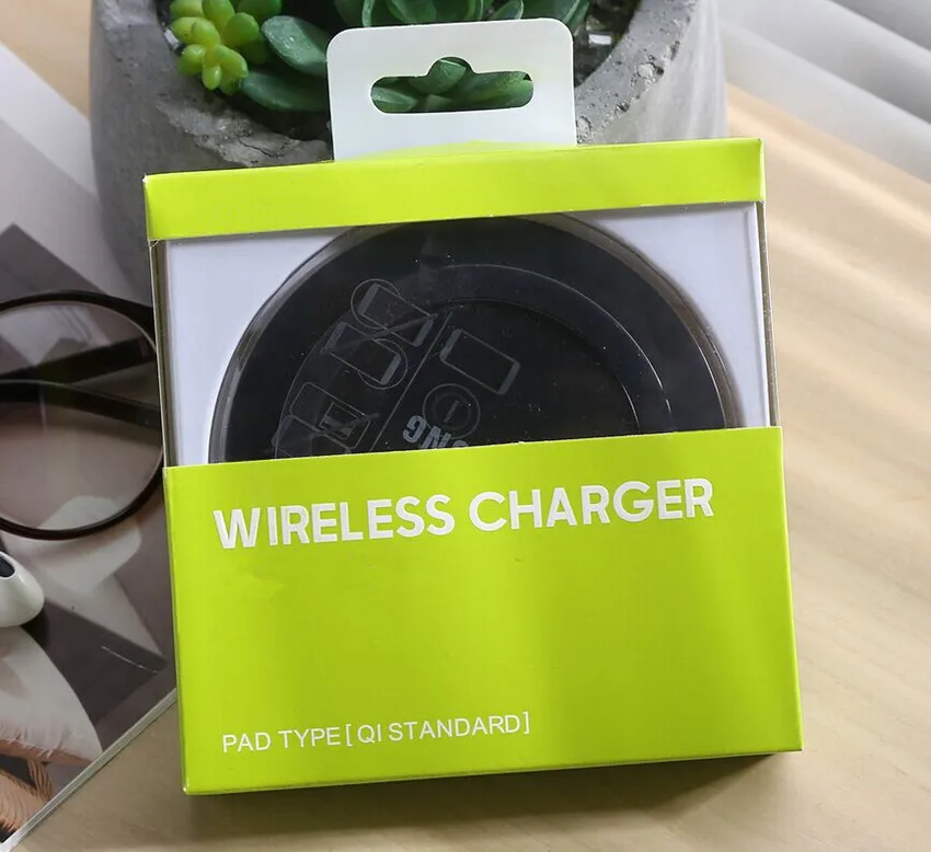 

With packaging box Original Qi Wireless Charger Charging Pad For SAMSUNG GALAXY S6 s7 Edge Note 8 S8 for iPhone 8 x, Black white