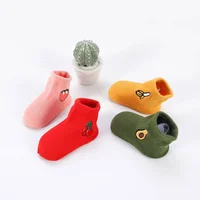 

Factory price cute cartoon embroidery fruits avocado cotton baby socks