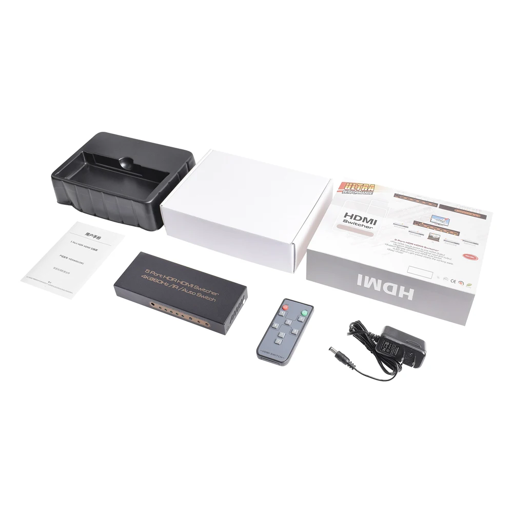 4K@60Hz HDMI Switch 5x1 , 5 Port HDMI Switcher Support Auto Switch IR Remote, HDCP ,Full HD/3D for home AV system