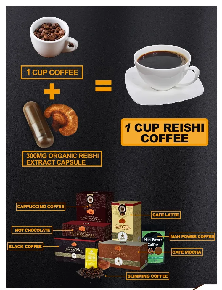 Bireysel Poşet Sağlıklı Ganoderma Mocha Çözünebilir Kahve Ekleyin