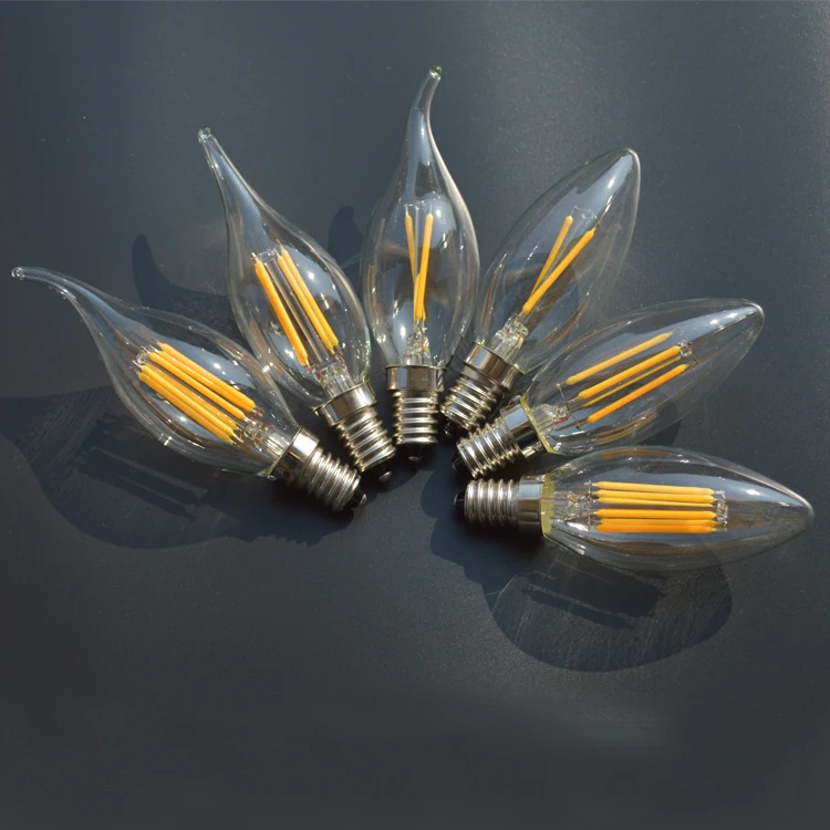 E14 E12 Led Light 110V   220V 2W 4W 6W Led Filament Bulb Candle Light Lamp Lampada Led Retro Edison Glass Crystal Chandeliers
