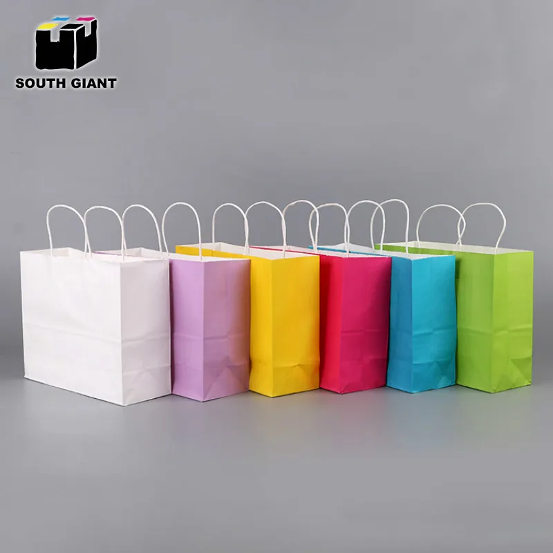 
Custom Logo Print Wholesale Grocery White Brown Kraft Paper Gift Bag With Handle 