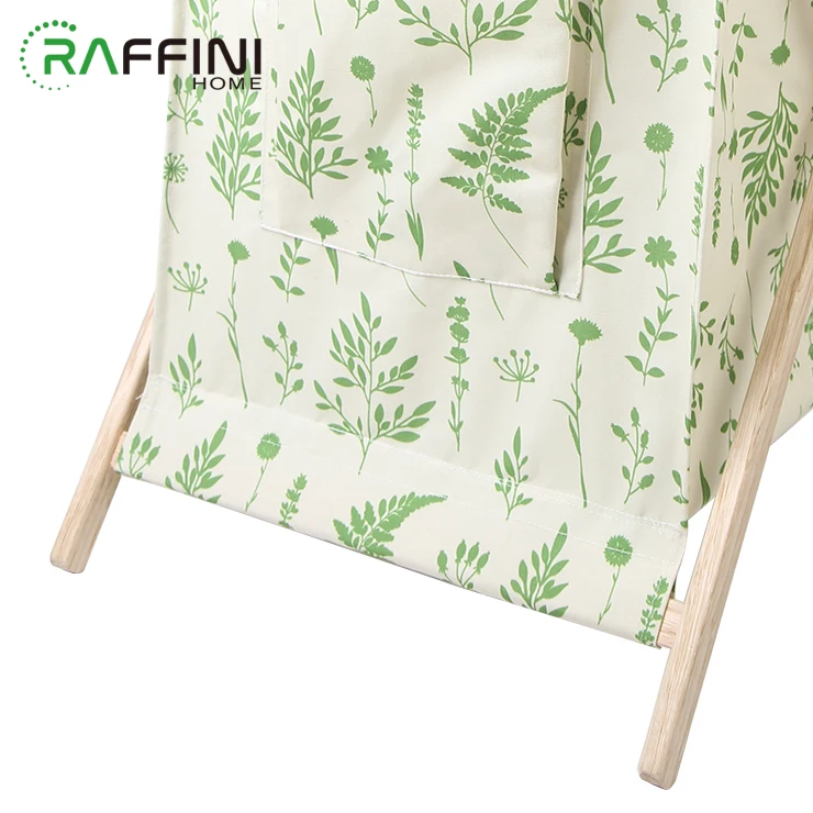 
Unique Design Green Color And White Wood+T/C Foldable Laundry Hamper/Basket 