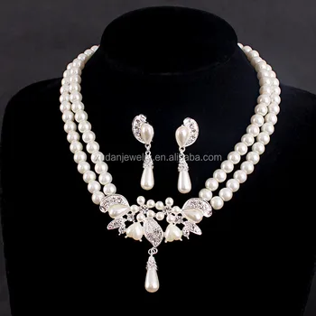 pearl necklace earring set