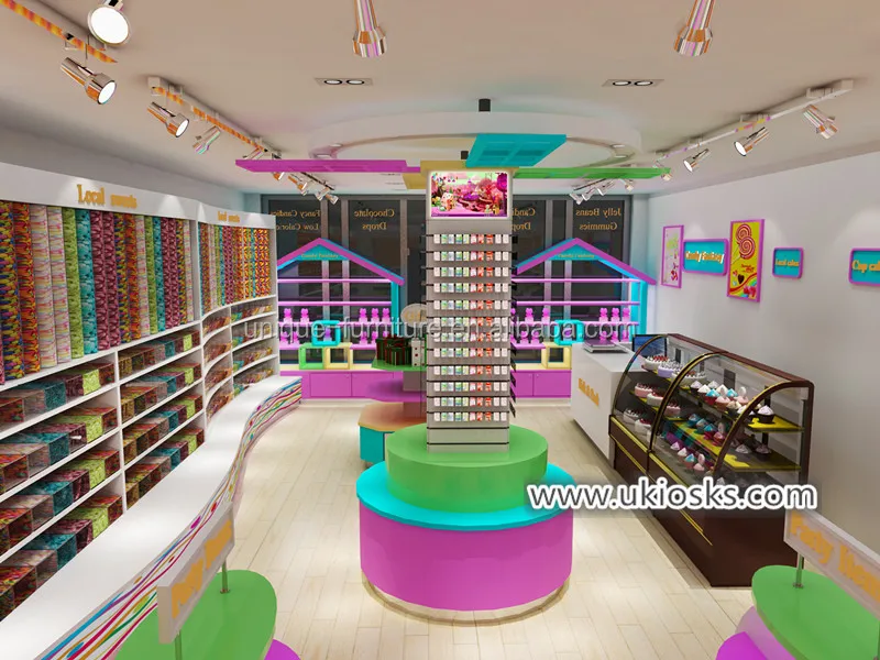 五颜六色的糖果陈列架与糖果店室内家具装饰设计 - buy 糖果架,糖果店