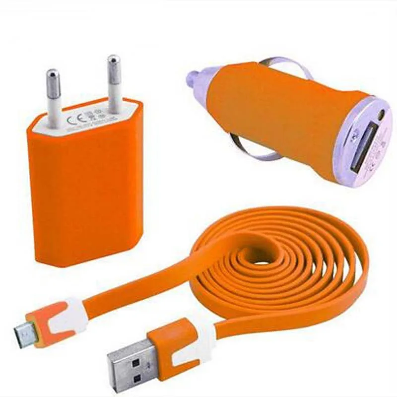 

Mobile phone charging 3 in 1 EU plug travel charger car charger USB data cable