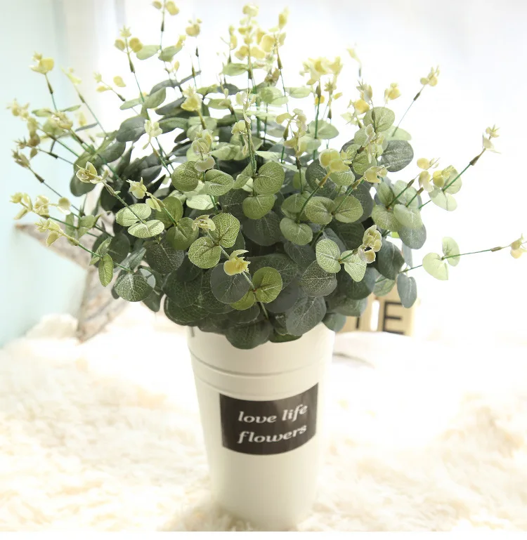 

Green Plant Branches Flowers Artificial Eucalyptus Leaves for Home Decorative Flowers