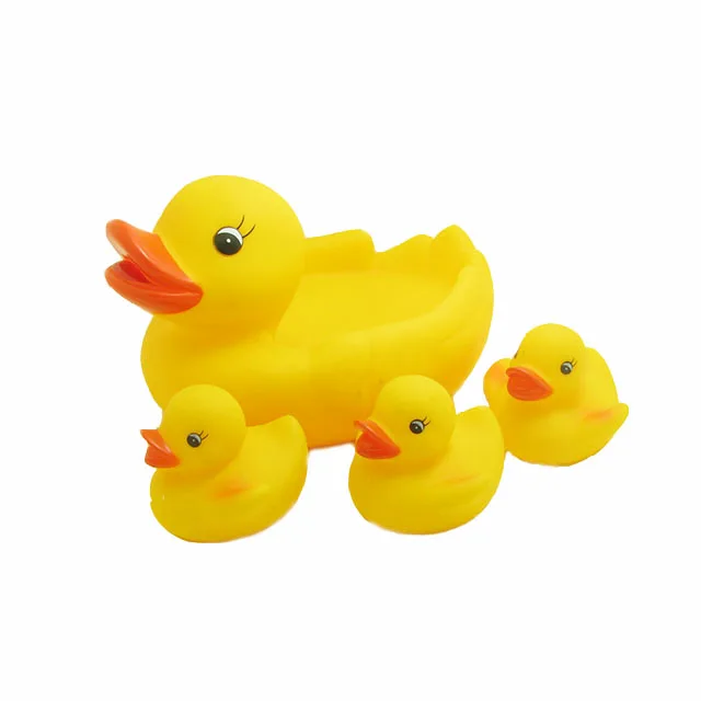 2024 Wholesale BPA Free PVC Toy Set Family Ducks Floating Mother and Kids Yellow Rubber Bath Toy