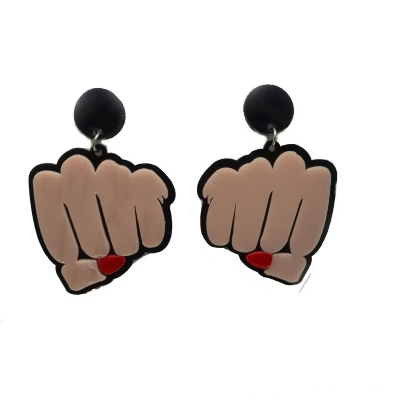 

New Style Hip Hop Big Acrylic Earrings Punk Tight Fist Earrings, As picture