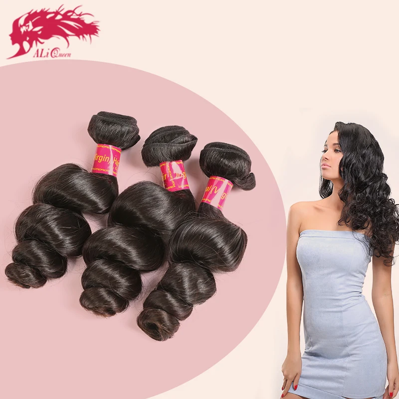 

Aliqueen Loose Wave Peruvian Human Remy Cuticle Aligned Hair, Natural black