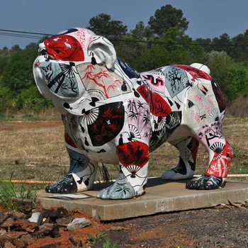 Factory Wholesale Animal Fiberglass Bulldog Garden Ornament Statue