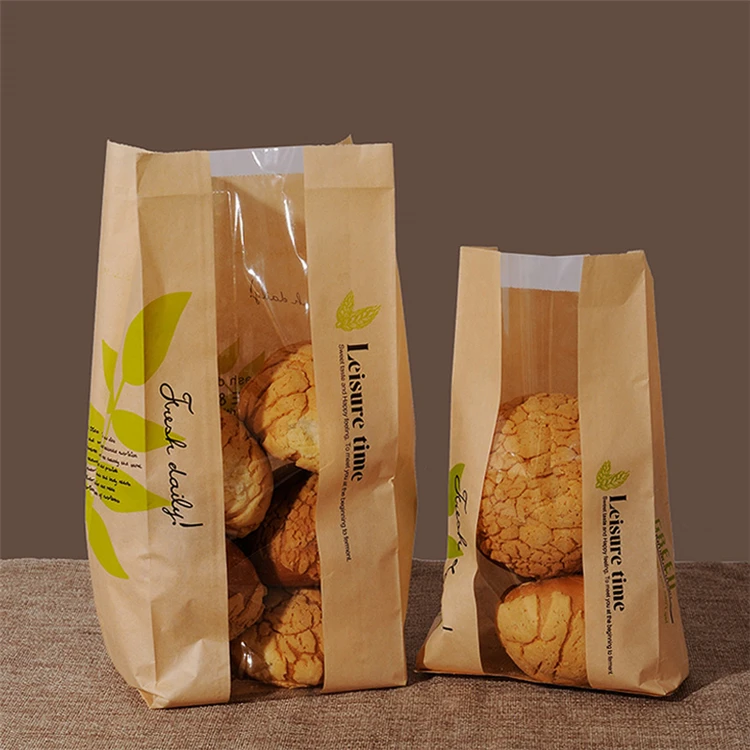 食品包装牛皮面包包装纸袋透明窗口