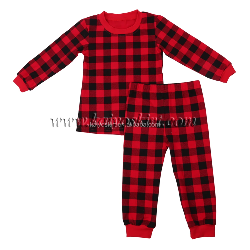 2018 Family Matching Holiday Red Plaid Christmas Pjs Kids Clothes Set ...