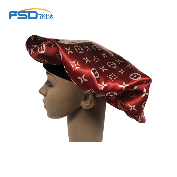 
Wholesale Shower Cap summer spring leopard grain print women fashion night sleep cap chemo hats satin hair bonnet 