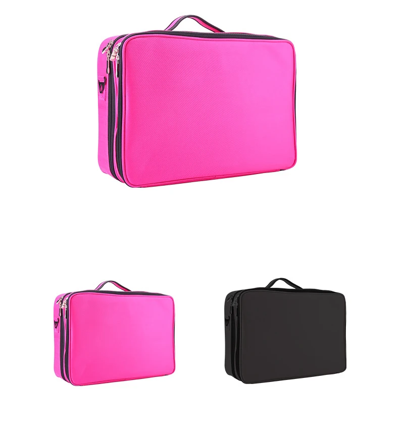 

Yaeshii Nylon Waterproof Professional Portable Personalized Pink Makeup Train Case