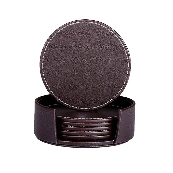 

Leatherette Coasters for Drinks with Holder, Black or other