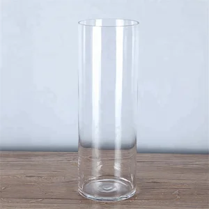 Image of wholesale round cheap clear cylinder glass vase
