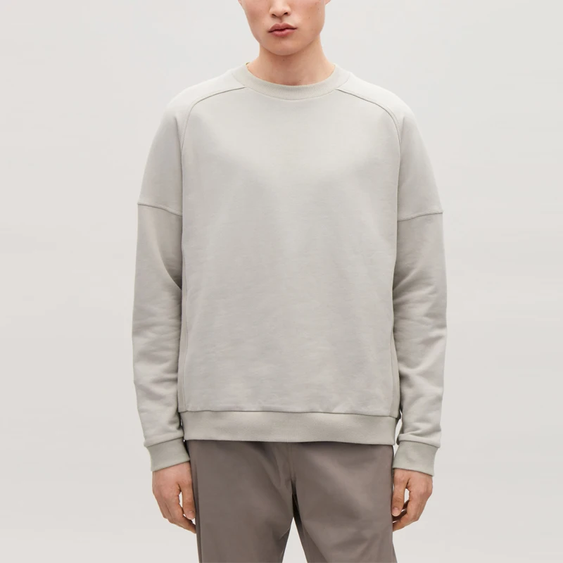 

New Design Mens clothing factory long sleeves ribbed trim crewneck basic sweatshirt, Customized color