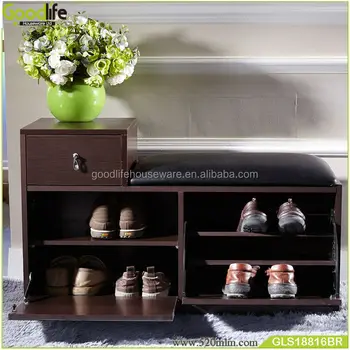 Foyer Bedroom Closet Shoe Cubby Shelf Storage Bench Rack Seat