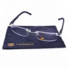 Stock promotional rectangle men optical spectacle rimless glasses eyeglasses frames