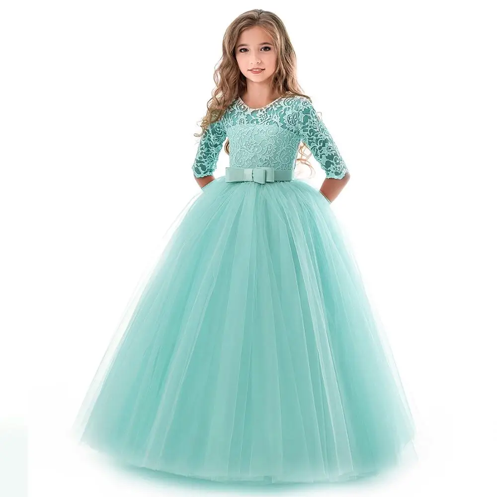 

Hot selling beautiful lace princess boutique frock girl kids long evening dress