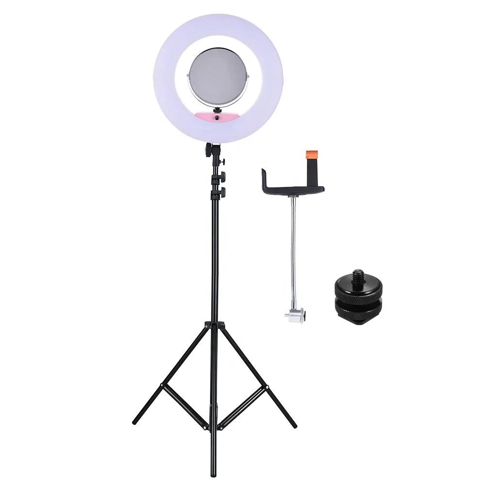 

96W 3200-5500K Photo Studio Macro LED Ring Light Camera Video Lamp+Tripod Light stand phone Holder Photographic Lighting, White brightness