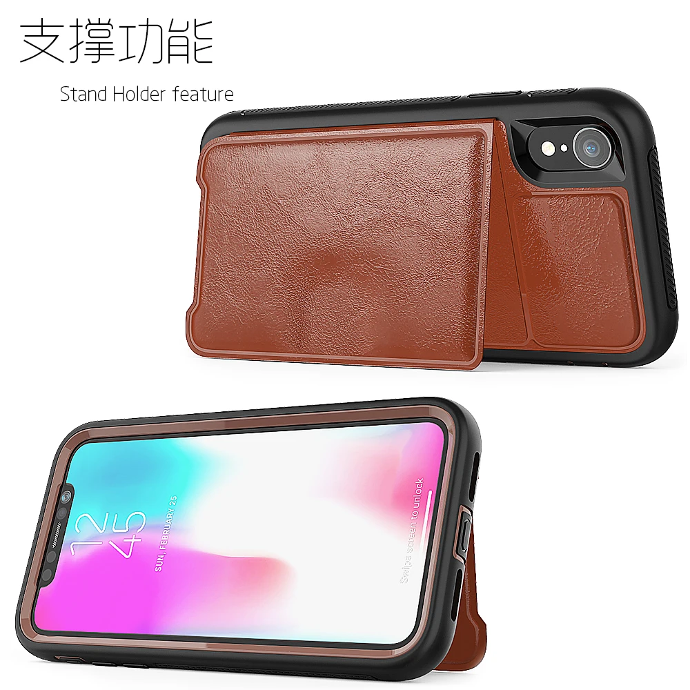 

High quality wallet leather case for new iPhone XR 6.1inch full protective book magnetic foldable cover, Black;red;orange;coffe;blue