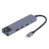 All in one USB Hub USB-C to HDTV with 2-port USB3.0 PD3.0 & RJ45 LAN Fast Data Transfer Adapter Hub for Macbook