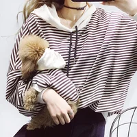 

Hot design quality fashion stripe pet hoodies t shirt dog clothes match owner