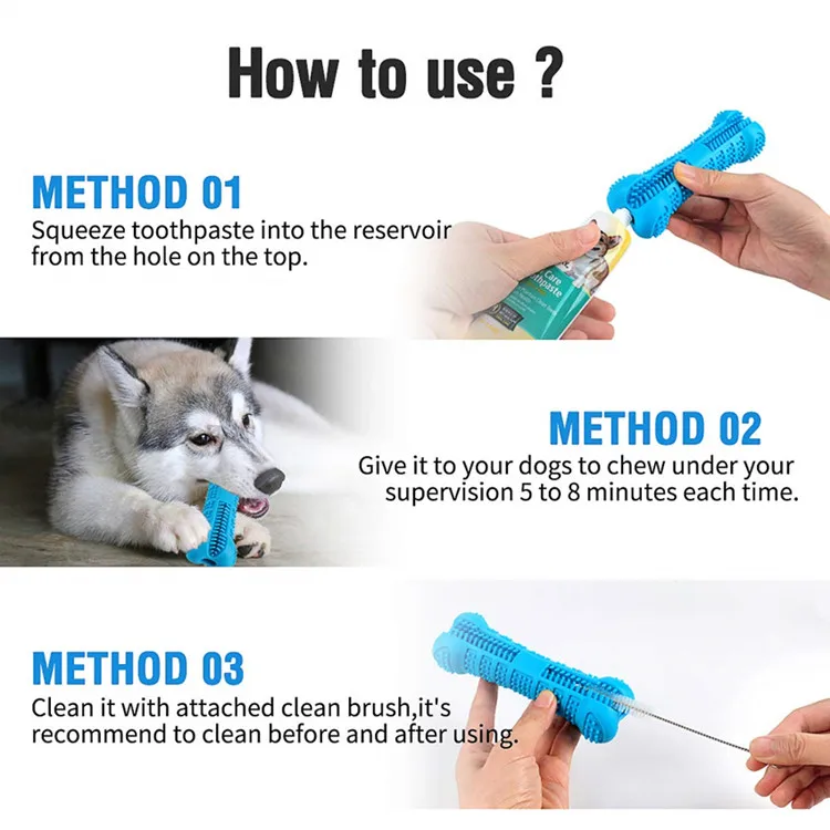 Soft Dog Treat Toothbrush Bone Shape Silicone Rubber Dog Toothbrush