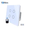 Topshine adjustable LED EU UK 4 gang RF & WiFi remote control light touch switch for smart lighting control paired with RM Pro