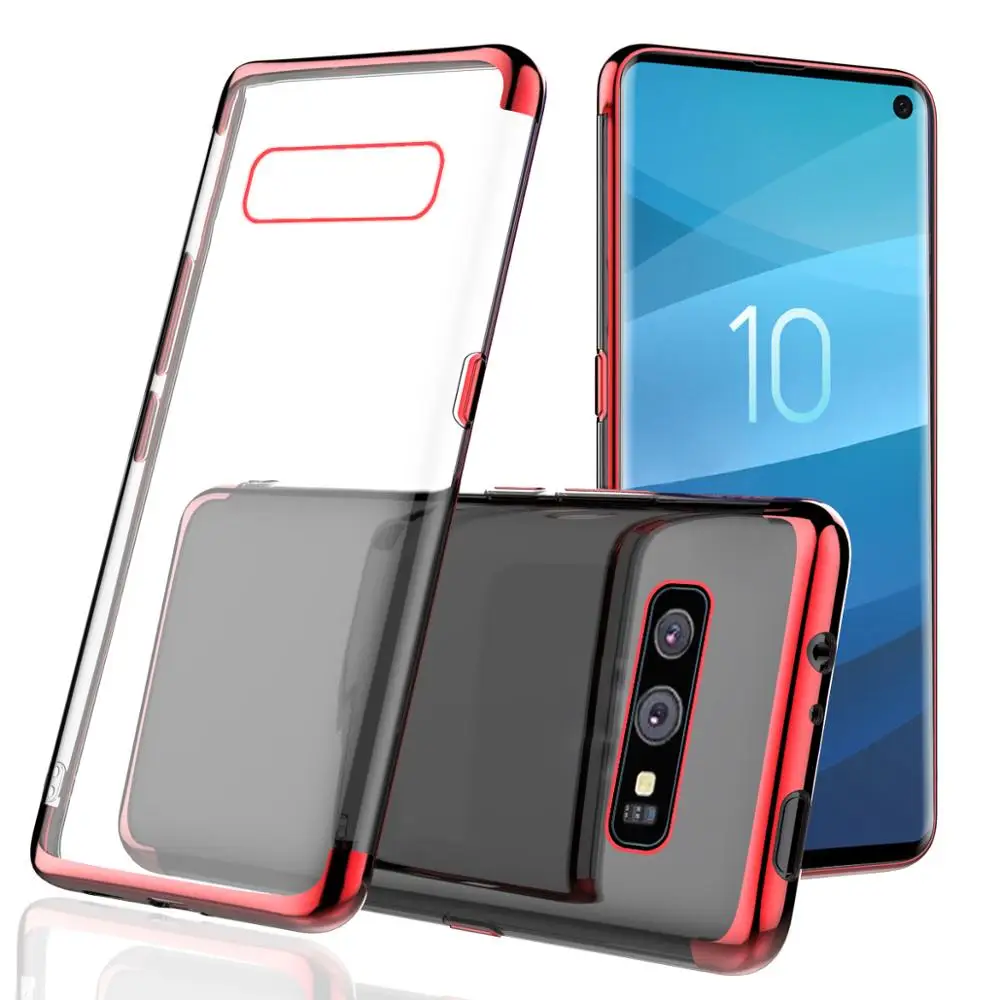 

Luxury electroplating clear tpu phone case for Samsung Galaxy S10 Plus Lite, Black;red;gold;rose gold;silver