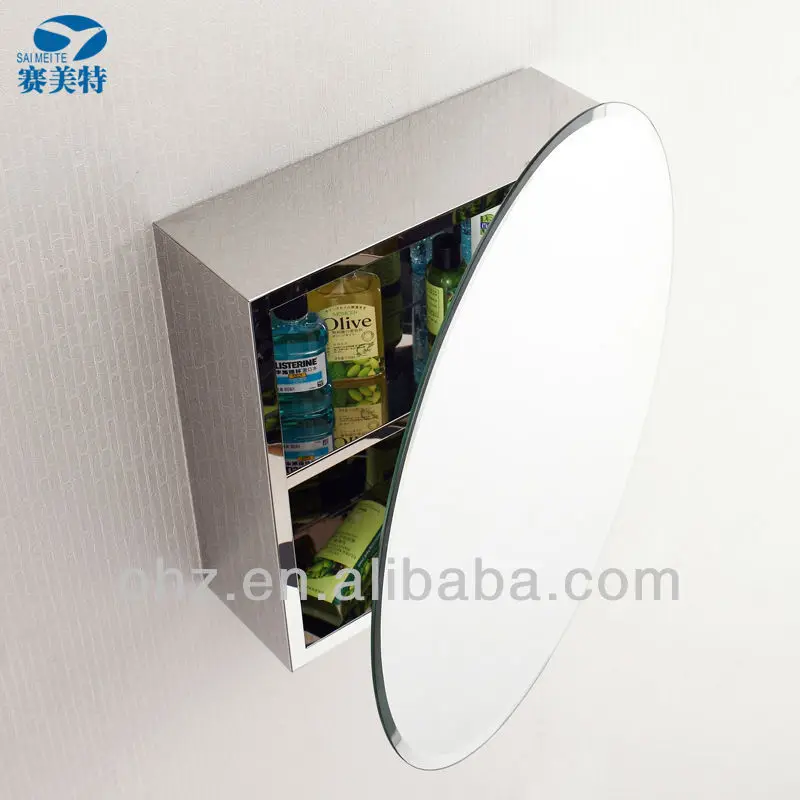 
Newest Arrival Round Shape Hotel Stainless Steel Bath Medicine Cabinet 